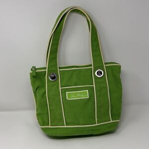Vera Bradley Nautical Lime Green with White Piping Small Canvas Tote